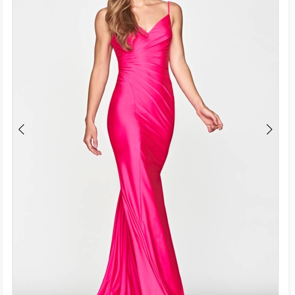 Faviana Dresses & Skirts - Faviana Fitted Hot Pink Spaghetti Strap Prom Dress